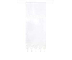 HOME WOHNIDEEN Toni 54202 Décoration de fenêtre/Porte avec Crochet et Pompons Blanc 175 x 90 cm