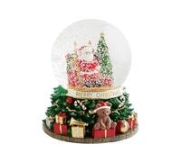 home&you - Boule à Neige Musicale Frostington, décoration de Père Noël, Sapin, Nounours, Village, cheminée, 17x15x15cm, en Verre et résine - Vert