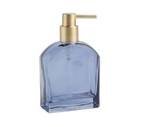 home&you - Distributeur de Savon Liquide Victoria, en Verre et ABS, pour Salle de Bain, Cuisine, Lotion, shampoing, Gel Douche, Flacon Pompe, 17.5x5.4x10.5 cm - Bleu foncé