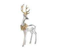 home&you - Figurine Frolic, de Noël, Renne Festif, Statue Animale pour Intérieur, Salon, Table, Sapin, Décoration Lumineuse et Animée, Miniature, 33x7.5x14.5 cm - Argenté