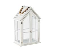 home&you - Lanterne Homesi 51,5x21,5x32 cm, en Bois et Verre, Décoration Intérieur et Extérieur, Style Maison, Photophore, Bougeoir, Lanterne de Jardin, Mariage, Balcon - Blanc