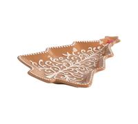 home&you - Plateau de service Gingerfir, plateau de service en forme de sapin de Noël, décoration de table festive, plat à dessert en dolomite, pour apéritif, biscuits, gâteaux, 2.5x25.5x21cm - marron
