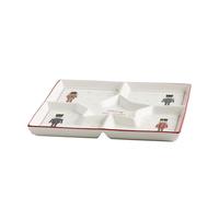 home&you - Plateau de service Nutpatchera, en porcelaine dure, pour Noël, avec 5 compartiments, compatible micro-ondes et lave-vaisselle, 30.5x30.5x2.4 cm - Multicolore