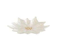 home&you - Plateau de service Pearlo, de service en verre, décoration de Noël, plat à dessert, assiette à apéritif, plateau décoratif, pour fruits, fromages, cuisine, table, 2.5x24x26cm - écru