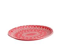 home&you - Plateau Gingerjoy, plateau de service en dolomite, décoration de Noël, pour desserts, apéritifs, fromages, fruits, 31x22x3cm, contact alimentaire - Rouge