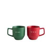 home&you - Tasse à Café Punmas, lot de 2, Chocolat Chaud, Noël, 280 ml, New Bone China, Passe au Micro-ondes et Lave-Vaisselle, Femme, Homme, Coffret Cadeau - Multicolore