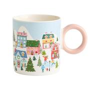 home&you - Tasse à Café Village Mug en New Bone China, Thé et Chocolat Chaud, 380 ml, Cadeau de Noël, Vaisselle Festive, Passe au Micro-ondes et au Lave-Vaisselle - Multicolore