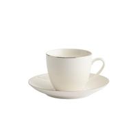 home&you - Tasse avec soucoupe Plata, New Bone China, 200 ml, Tasse et Mug, Service à Café, Thé, Expresso, Petit Déjeuner, Vaisselle, Cadeau, Élégante - Argenté