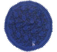 HOME ZEN HOUSEHOLD LINEN MACRAME CHEMIN DE TABLE DE LUXE EN DENTELLE (ROND DIAMÈTRE 90 CM), DESIGN FELCE BLEU