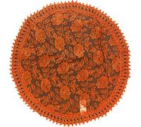 HOME ZEN HOUSEHOLD LINEN Nappe de table pour centre de table RUNNER dentelle MACRAME' LUXE (diamètre rond 90 cm, motif flanelle couleur orange)