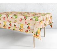 HOME ZEN HOUSEHOLD LINEN Nappe en plastique lavable en PVC imperméable pour table plastifiée imprimée avec bord molletonné anti-tache imperméable (120 x 230 cm, fruit mixte)