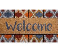 HOME ZEN HOUSEHOLD LINEN Paillasson en coco avec impressions fantaisie, 40 x 70 cm, disponible en forme rectangulaire et demi-lune et échelle, base en PVC Art KERA (dessin 2, rectangulaire 40 x 70)