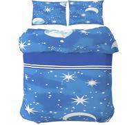 HOME ZEN HOUSEHOLD LINEN Parure de lit avec housse de couette et taies d'oreiller en tissu de flanelle anti-rhumatisme de polyester et de coton (double, ciel étoilé)