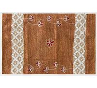 HOME ZEN HOUSEHOLD LINEN Tapis coton Art. Cuba lavable en machine brodé, absorbant, tissé, pour salle de bain, cuisine, chambre, maison, 50 x 135 cm, orange