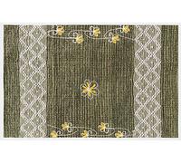HOME ZEN HOUSEHOLD LINEN Tapis coton Art. Cuba lavable en machine brodé, absorbant, tissé, pour salle de bain, cuisine, chambre, lit, maison, 50 x 170 cm, vert