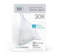 Home Zone Living Lot de 60 sacs poubelle de cuisine avec poignées à cordon de serrage, design robuste sur mesure pour sacs de recyclage doubles de 30 litres, code 30R,