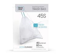 Home Zone Living Lot de 60 sacs poubelle de cuisine de 45 à 50 litres avec poignées à cordon de serrage, design robuste sur mesure pour poubelles de cuisine standard de 45 à 50 litres, code 45S