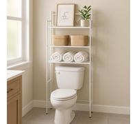 Home Zone Living Organiseur de Salle de Bain avec 3 Niveaux d'étagère, Blanc