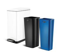 Home Zone Living Poubelle de cuisine de 50 litres, double doublures amovibles pour le recyclage et la poubelle, forme fine en acier inoxydable de 50 litres (8 + 5 pour 49 litres au total)