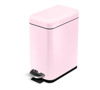 Home Zone Living Poubelle de salle de bain de 5 litres avec couvercle, corbeille à papier en acier inoxydable avec forme fine et pédale pour la maison et le bureau, capacité de 5 litres, rose
