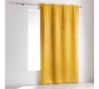 Homea 1606559 OPACIA Rideau à œillets Polyester Jaune 140 x 240 cm | Effet velours frappé décoratif