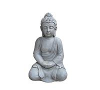 HOMEA 5DEJ1216 Statue Dessin Moine Fibre Gris 28,5 x 24 x 46 cm