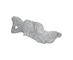 HOMEA 5DEJ1325BC Statue Dessin Bouddha Couche Magnésie Blanc 80 x 29 x 25 cm