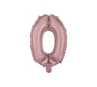 Homéa, Ballon Chiffre 0 Métallisé en Aluminium avec Paille H40 cm Rose Gold