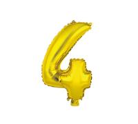 Homéa, Ballon Chiffre 4 Métallisé en Aluminium avec Paille H40 cm Or