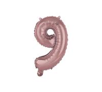 Homéa, Ballon Chiffre 9 Métallisé en Aluminium avec Paille H40 cm Rose Gold