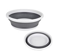 Homéa, Bassine Rétractable Plastique et Silicone 9L Ø37 x H13 cm Bicolore Blanc/Anthracite