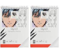 Homéa, Bloc Marqueur Layout à Spirales 50 Pages 75G A5, Sans Couleur (Lot de 2)