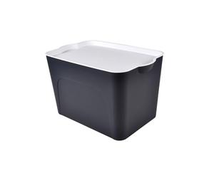 Homéa, Bo x avec Couvercle Blanc Plastique 26L 40 x 27 x h,24,5 cm Anthracite