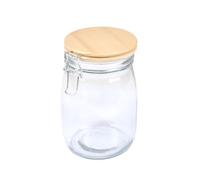 Homéa, Bocal Hermétique en Verre avec Clip Métal et Couvercle Bambou 0,7L