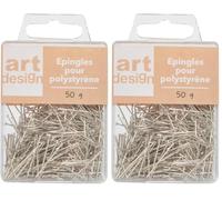 Homéa, Boite Epingles à Sequins 2,4 cm 50 GR, Gris (Lot de 2)