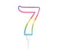Homéa, Bougie Anniversaire Chiffre 7 avec Support Plastique H10,5 cm Multicolore
