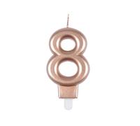 Homéa, Bougie Anniversaire Chiffre 8 avec Support Plastique H7,5 cm Rose Gold