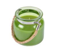 Homéa, Bougie Bocal Parfumée Anse Corde Ø11 x H10,5 cm Jardin d'hiver Cire Vert Clair