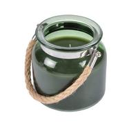 Homéa, Bougie Bocal Parfumée Anse Corde Ø11 x H10,5 cm Jardin d'hiver Cire Vert Foncé