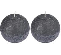 Homéa, Bougie Boule Ø10 x H9 cm Rustique Noir (Lot de 2)
