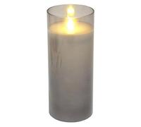 Homéa, Bougie LED Verrine Verre Gris Clair Cire Blanc D7,5 x H17,5 cm Blanc Chaud