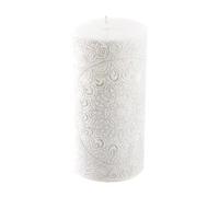 Homéa, Bougie Pilier Motif Mandala Ø7 x H14 cm Graphic Ethnic Blanc