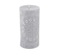 Bougie pilier - Graphic ethnic - D 7 cm x H 14 cm - Gris