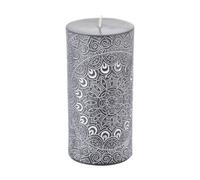 Homéa, Bougie Pilier Motif Mandala Ø7 x H14 cm Graphic Ethnic Noir