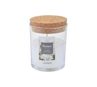 Homéa, Bougie Verrine avec Couvercle Liege D7 x 8,7 cm Essentiel Parfum Jasmin