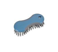 Homéa, Brosse à Laver Plastique et TPR 17 cm Bicolore Anthracite/Bleu Paon
