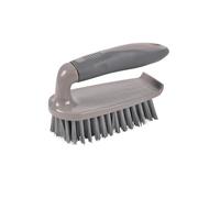 Homéa, Brosse à Récurer Plastique avec Poignée TPR 15 cm Bicolore Anthracite/Taupe