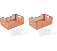 Homéa, Cagette Pliable Taille M 30X20Xh,11,5 cm Empilable Argile, Clay (Lot de 2)