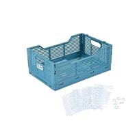 Homéa, Cagette Pliable Taille M 30X20Xh,11,5 cm Empilable Bleu Mineral