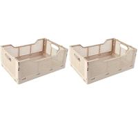 Homéa, Cagette Pliable Taille M 30X20Xh,11,5 cm Empilable Naturel (Lot de 2)